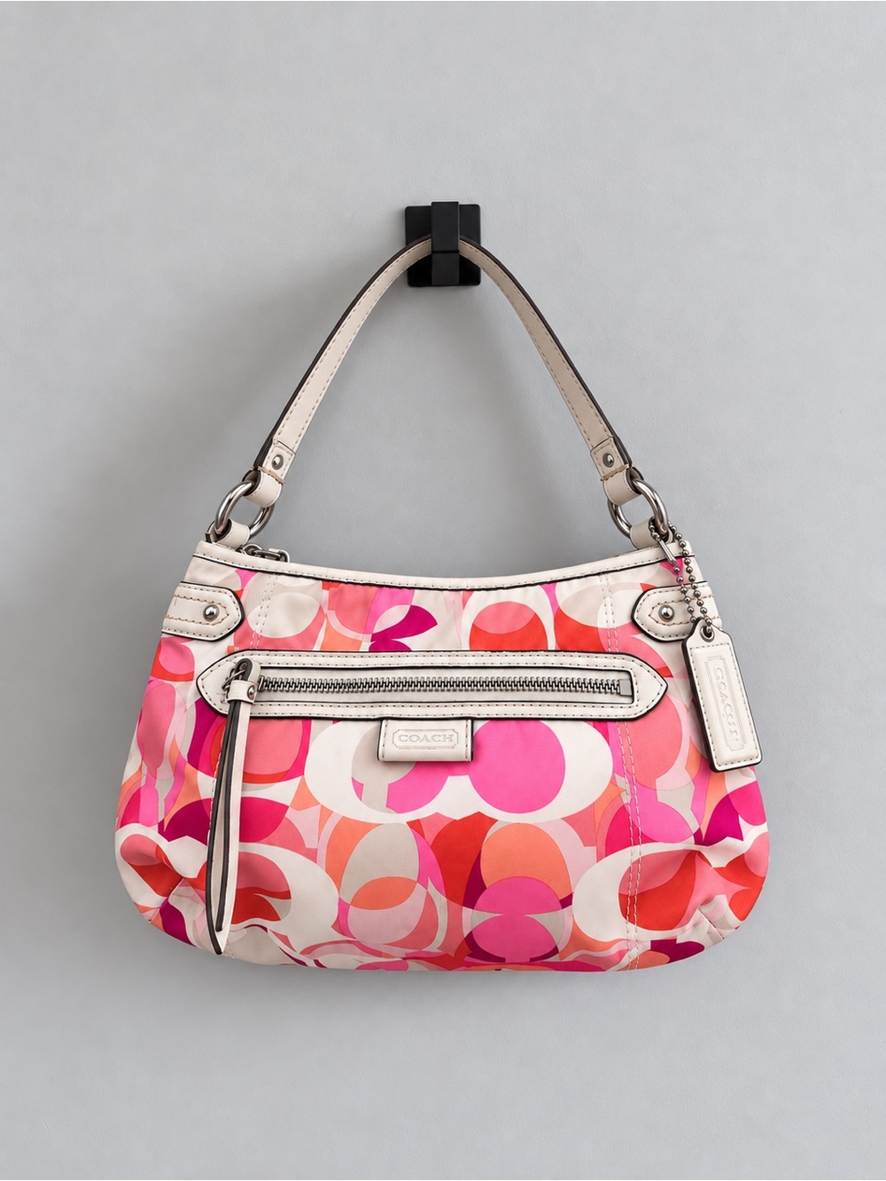 COACH F24025 Daisy Pink Orange Kaleidoscope Print Shoulder Bag Hobo